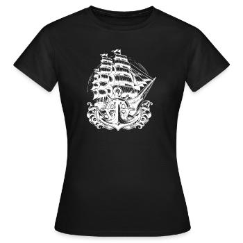 Voilier avec voiles fixes Anchor Volant - T-shirt Femme - noir - Devant - AI Model Female 172 dark (172cm)
