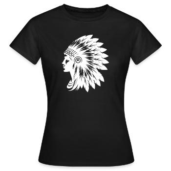 Striking face with elegant headdress - Women's T-Shirt - black - Front - AI Model Female 172 dark (172cm)