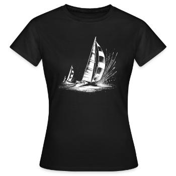Voiliers de régate dans le vent et les vagues - T-shirt Femme - noir - Devant - AI Model Female 172 dark (172cm)