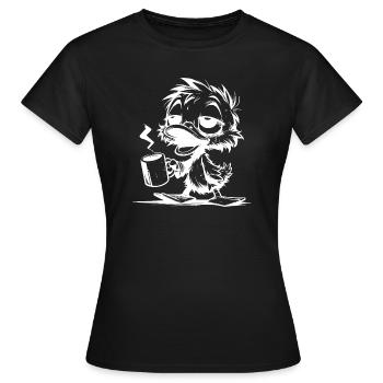 Tired Waddle Duck with Coffee Mug - Women's T-Shirt - black - Front - AI Model Female 172 dark (172cm)