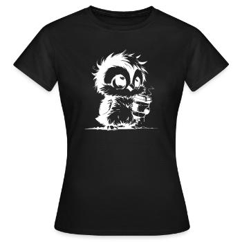 Mignon petit café fatigué flou Kautz - T-shirt Femme - noir - Devant - AI Model Female 172 dark (172cm)