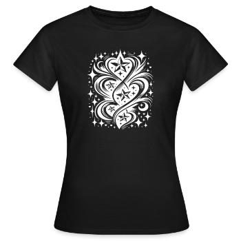 Tattoo Komposition aus Sternen und Herzen - Frauen T-Shirt - Schwarz - Vorne - AI Model Female 172 dark (172cm)
