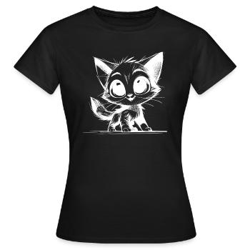Chat mignon bébé dessin au crayon - T-shirt Femme - noir - Devant - AI Model Female 172 dark (172cm)