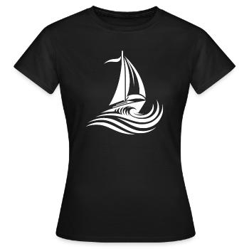Segelboot bei starkem Wellengang auf offener See - Frauen T-Shirt - Schwarz - Vorne - AI Model Female 172 dark (172cm)