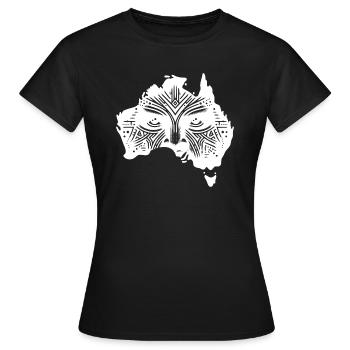 Australian continent with face and eyes - Women's T-Shirt - black - Front - AI Model Female 172 dark (172cm)