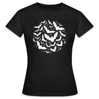 Many bats fly in a swarm - Women's T-Shirt - black - Front - AI Model Female 172 dark (172cm)
