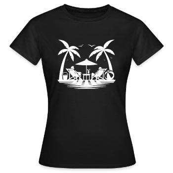La vie de fête sur la plage, les vacances et les palmiers au bord de la mer - T-shirt Femme - noir - Devant - AI Model Female 172 dark (172cm)