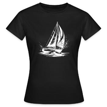 Elegant Sailboat Under Sail Splash Swell - Women's T-Shirt - black - Front - AI Model Female 172 dark (172cm)