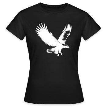 Aigle élégant s’approchant avec de larges ailes - T-shirt Femme - noir - Devant - AI Model Female 172 dark (172cm)