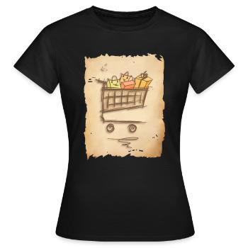 Einkaufswagen mit Geschenken Einkaufstüten - Frauen T-Shirt - Schwarz - Vorne - AI Model Female 172 dark (172cm)