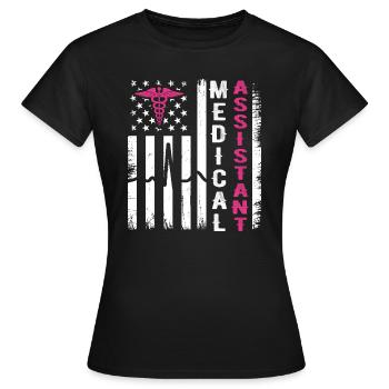 Medical Assistant American Flag Medical Assistant - T-shirt Femme - noir - Devant - AI Model Female 172 dark (172cm)