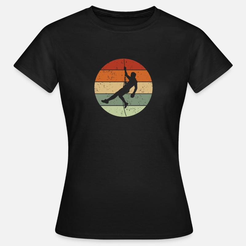 Bergsteiger Klettern mit Seil Boulder - Frauen T-Shirt - Schwarz