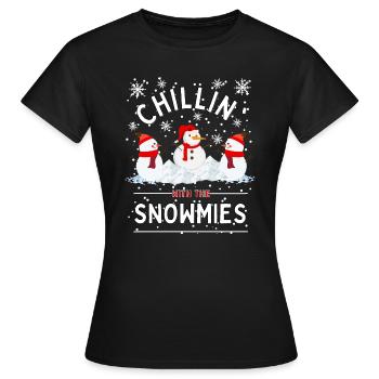 « Chillin With The Snowmmies » Bonhomme de neige d’hiver - T-shirt Femme - noir - Devant - AI Model Female 172 dark (172cm)