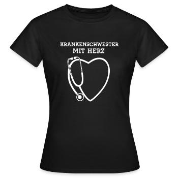 Krankenschwester mit Herz Beste Pflegerin Danke - Frauen T-Shirt - Schwarz - Vorne - AI Model Female 172 dark (172cm)