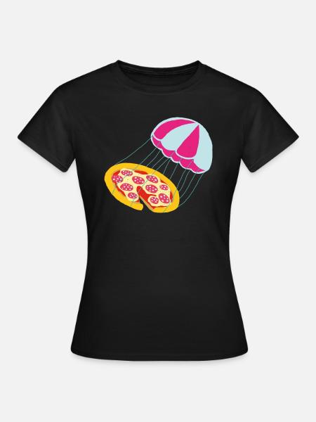 Fliegende Pizza - Frauen T-Shirt - Schwarz