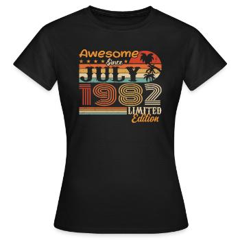 Juli 1982 Juli Geburtstagsgeschenk Juli 1982 - Frauen T-Shirt - Schwarz - Vorne - AI Model Female 172 dark (172cm)
