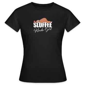 Faultier Kaffee süchtig Frauen - Sloffee Kinda Girl - Frauen T-Shirt - Schwarz - Vorne - AI Model Female 172 dark (172cm)