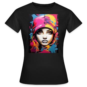 Graffiti style2 - T-shirt Femme - noir - Devant - AI Model Female 172 dark (172cm)