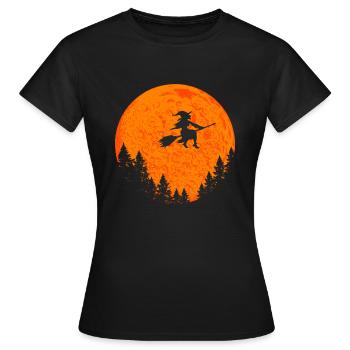 Halloween sorcière sur balai de sorcière - T-shirt Femme - noir - Devant - AI Model Female 172 dark (172cm)