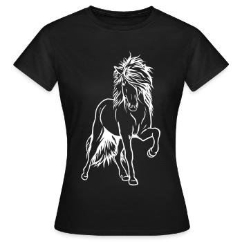 L’étalon islandais blanc - T-shirt Femme - noir - Devant - AI Model Female 172 dark (172cm)