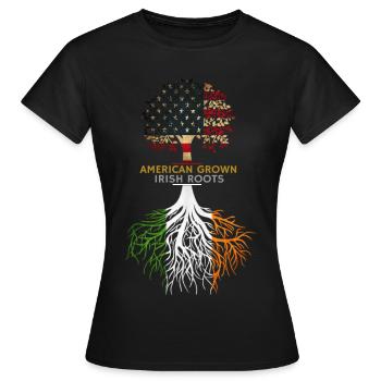 American Grown Irish Roots Irland Flagge - Frauen T-Shirt - Schwarz - Vorne - AI Model Female 172 dark (172cm)