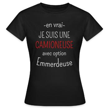 Camioneuse avec option Emmerdeuse - T-shirt Femme - noir - Devant - AI Model Female 172 dark (172cm)