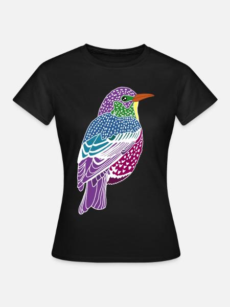 Mehrfarbiger Vogel - Frauen T-Shirt - Schwarz