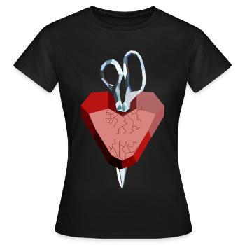 Gebrochenes Herz aus Rubin und Diamant - Frauen T-Shirt - Schwarz - Vorne - AI Model Female 172 dark (172cm)