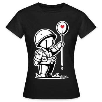Liebevolle winzige Soldatenballon - Frauen T-Shirt - Schwarz - Vorne - AI Model Female 172 dark (172cm)