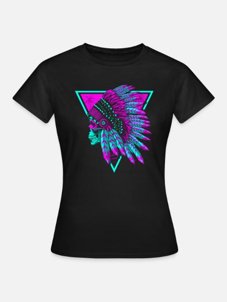 Retro indischer Schädel - Frauen T-Shirt - Schwarz