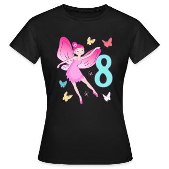 Fee 8. Geburtstag Mädchen 8 Jahre alt Kleine Feen - Frauen T-Shirt - Schwarz - Vorne - AI Model Female 172 dark (172cm)
