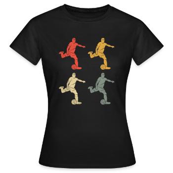 Fußballspieler Retro Fußball Spieler Fußballer - Frauen T-Shirt - Schwarz - Vorne - AI Model Female 172 dark (172cm)