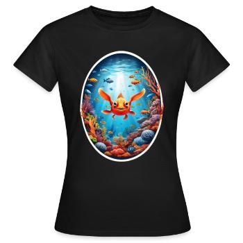 Animaux marins-Poissons - T-shirt Femme - noir - Devant - AI Model Female 172 dark (172cm)