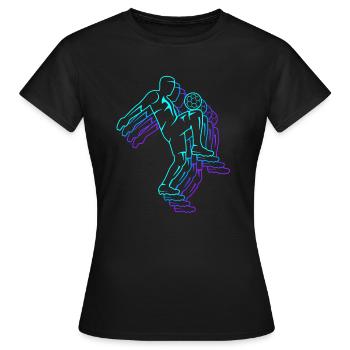 Football Joueurs de football Joueurs de football rétro Garçons - T-shirt Femme - noir - Devant - AI Model Female 172 dark (172cm)