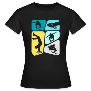 Skateboarder Skaten Skater Skateboard Jungen - Frauen T-Shirt - Schwarz - Vorne - AI Model Female 172 dark (172cm)