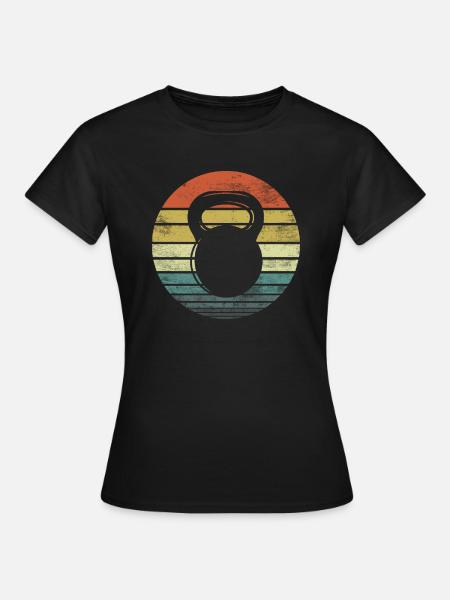 Kettlebell w stylu retro vintage - Koszulka damska - czarny