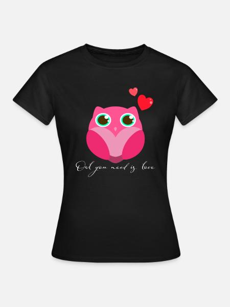 Eule Uhu - Frauen T-Shirt - Schwarz