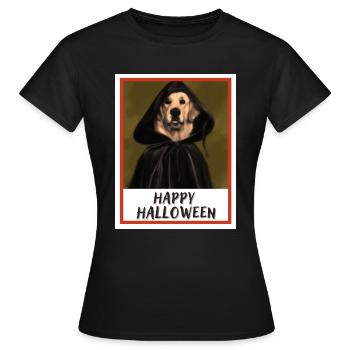 Golden Retriever portant le comte Dracula. - T-shirt Femme - noir - Devant - AI Model Female 172 dark (172cm)