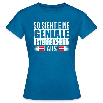 Geniale Österreicherin - Frauen T-Shirt - Antikblaues Saphir meliert - Vorne - AI Model Female 172 dark (172cm)