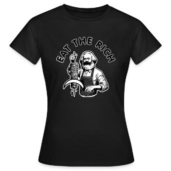 Eat the rich - Women's T-Shirt - black - Front - AI Model Female 172 dark (172cm)