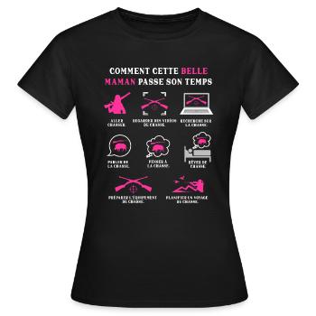 Belle Maman Chasseuse Chasse Humour Chassé - T-shirt Femme - noir - Devant - AI Model Female 172 dark (172cm)