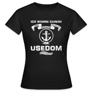 auf USEDOM zuhause - Frauen T-Shirt - Schwarz - Vorne - AI Model Female 172 dark (172cm)