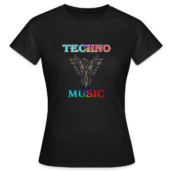 Techno Music - Frauen T-Shirt - Schwarz - Vorne - AI Model Female 172 dark (172cm)