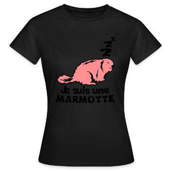 je suis une marmotte animal expression - T-shirt Femme - noir - Devant - AI Model Female 172 dark (172cm)