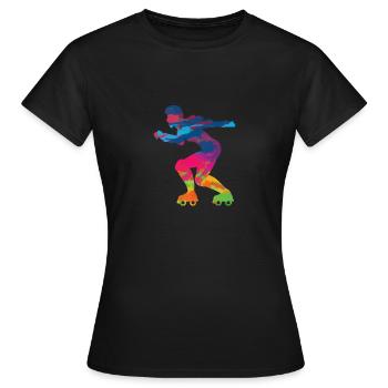 Patins en ligne patinage roller roller - T-shirt Femme - noir - Devant - AI Model Female 172 dark (172cm)