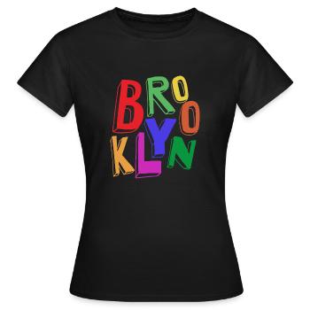 BROOKLYN FARBE - Frauen T-Shirt - Schwarz - Vorne - AI Model Female 172 dark (172cm)