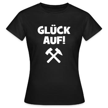 Glück auf - Ruhrpott - Bergbau - Bergwerk - Pott - Frauen T-Shirt - Schwarz - Vorne - AI Model Female 172 dark (172cm)