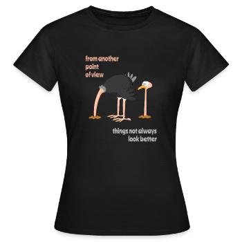 Vogel Strauss Tactics - D’un autre point de vue - T-shirt Femme - noir - Devant - AI Model Female 172 dark (172cm)