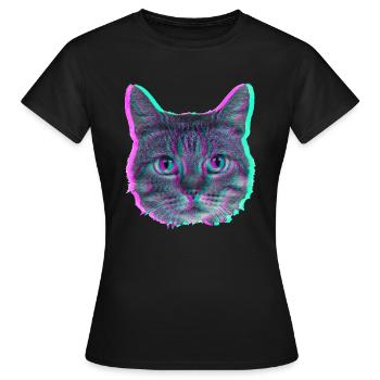 Tête de chat - Rétro - T-shirt Femme - noir - Devant - AI Model Female 172 dark (172cm)