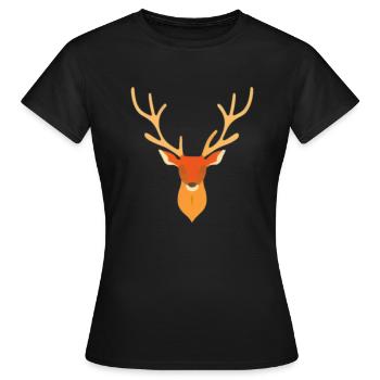 Hirschkopf im Herbst Hirsch Geweih Bock Reh Kitz - Frauen T-Shirt - Schwarz - Vorne - AI Model Female 172 dark (172cm)
